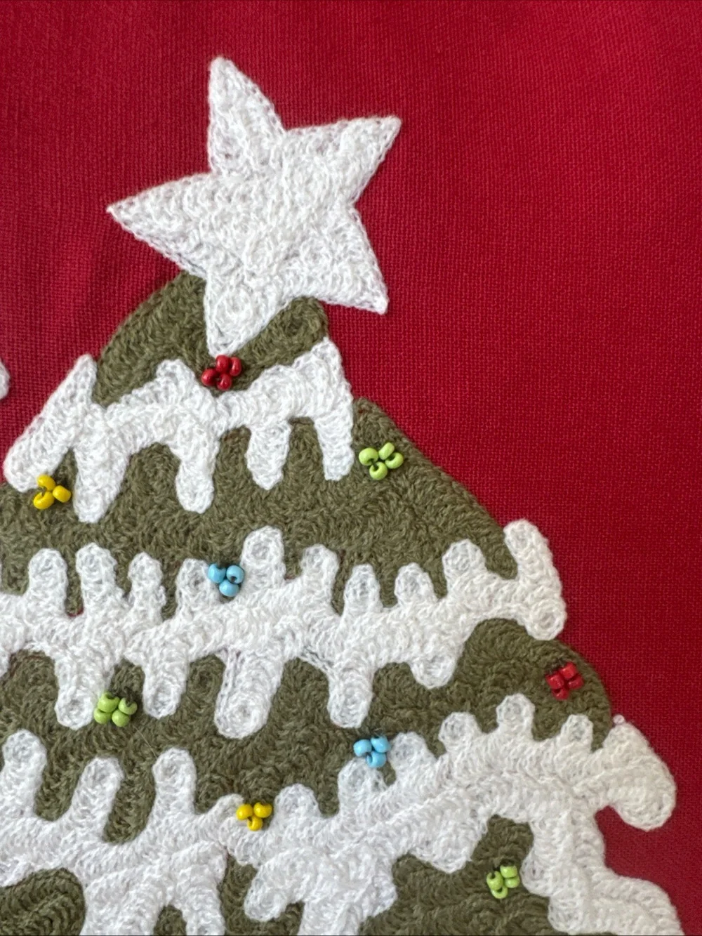 Devi Designs Christmas Tree Pillow 20x20 Feather Insert Beaded Holiday Decor